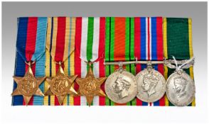 WW2 Set Of Six Medals Comprising 39-45 Star, Africa Star, Italy Star, Defence & War Medals +