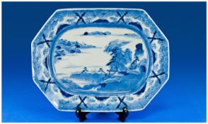 Chinese Blue and White 18th/ Early 19th Century Blue and White Meat Plate/Platter, hand decorated