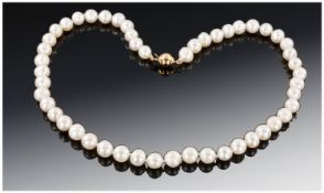 White Akoya Pearl Necklace, Length 17 Inches.