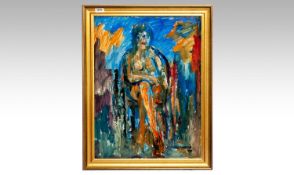 James Lawrence Isherwood (1917-1989) Oil On Board, ``Liz Seated Nude`` 24 x 18 Inches. Signed Lower