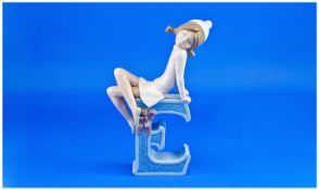 LLadro Figure `E` Is For Ellen, Model number 5146. Issued 1982-85. Uncommon Figure. 8.25`` in