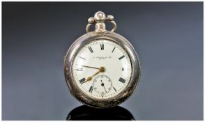 Silver Cased Fusee Pocket Watch, White Enamelled Dial With Roman Numerals, Marked P Wilson & Son