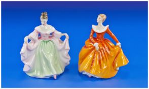 Two Royal Doulton Miniature Figures, `Fragrance` HN3220, designed by Peggy Davies,1965, amber ball