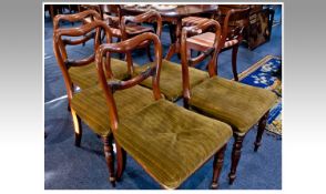 Set of Five Early Victorian Walnut Balloon Back Chairs, circa 1850 with squat balloon shaped backs,