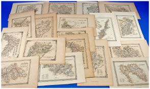 Collection Of 18 19th Century County Maps of Scotland. Original Colour. Published by Fullarton