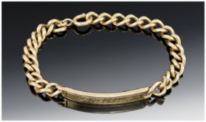 Silver Gilt ID Bracelet. Fully Hallmarked. 19.9 grams, 8 inches in length.