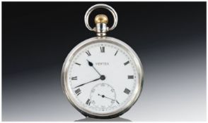 A Swiss Open Faced 15 Jewel Pocket Watch by Vertex in a solid silver Dennison Case fully hallmarked