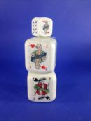 French Opaque Glass `Playing Card` Decanter, the body formed from two white lozenge shaped cuboids,