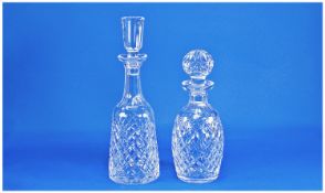 Waterford Fine Quality Cut Crystal Spirit Decanters 2 in total, `Alana` pattern and colleen
