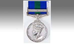 General Service Medal With S E Asia 1945-46 Clasp, Awarded To 14708905 Pte G A Wildgust RAMC