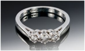 18ct White Gold 3 Stone Diamond Ring, Fully Hallmarked. Dimonds of Good Colour and Clarity.