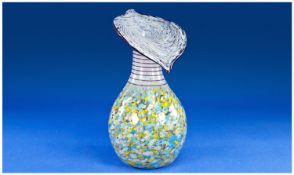Murano `Jack in the Pulpit` Vase, the ovoid body decorated with splashes of turquoise, yellow and
