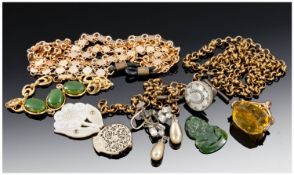 Collection Of Costume Jewellery Comprising Chains, Fob, Pendant etc. Early 20thC