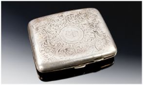 Silver Engraved Cigarette Case, inscribed to front `Belle Vue Charity Bowling Tournament, Blackpool