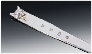 A Quality Silver Bookmark. The top realistically modelled as the head of a fox. Fully hallmarked