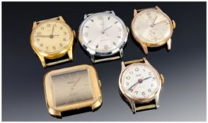 Collection Of Five Manual Wind Watch Heads, All Gents Comprising Timex, Lanco, Mirvaine, Times &