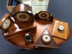Misc Lot Of Clocks, Comprising Westclox, Philips etc. Together With A Barometer, Wooden Hinged Box