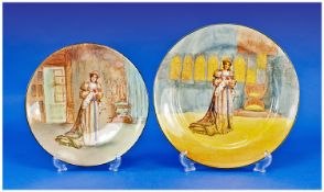Royal Doulton Series Ware Cabinet Plate ( 2 ) in Total c.1914. Katharine D3835 Large Size 10.5