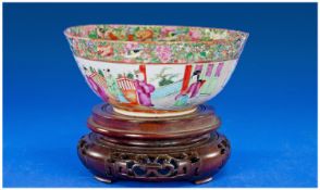 Small 19th Century Canton Decorated Bowl. 7 inches in diameter. (A/F) Together with a Canton Vase 6