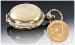 Edwardian Gold Half Sovereign. Date 1908. With plated sovereign holder.