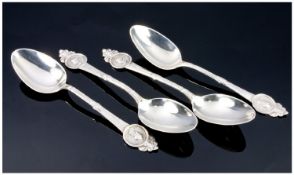 Tiffany & Co. And The Gorham Corporation. A set of four American spoons with round finials