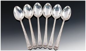 Set of Six Silver Tea Spoons, hallmarked for Sheffield 1928, total weight 73.5 grams