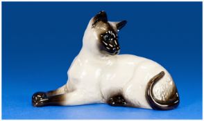 Beswick Cat Figure `Siamese Cat Facing Left`. Model no 1558A. Issued 1958-63, length 7.25 inches.