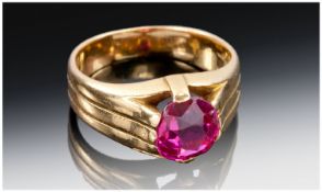 18ct Gold Ruby Ring, Set With A Single Old Cut Ruby, Blood Red Colour, Estimated Weight 1.34ct,