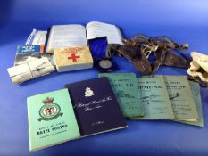 Military Interest, Comprising 1958 First Aid Survival Pack, Flying Goggles, Cloth RAF Badges,