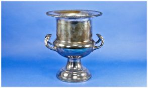 Large Silver Plated Wine Cooler, American, in the form of a two handled urn, moulded rim to top,