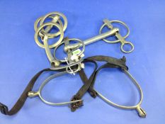 Horse Interest-``Snaffle Bit`` and ``Bar Bit``, nickel plated and pair of spurs.