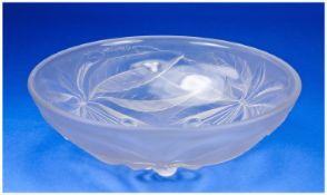 A Quality Art Deco French Art Glass Bowl. Satin frosted finish with degrees of opalescence. The