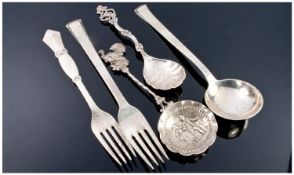 Collection Of Continental Silver Cutlery, Comprising A Fork And Spoon By Evald Nielsen Fork And
