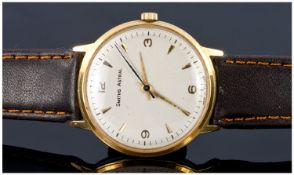 Gents `Smiths Astral` Wristwatch. Champagne Dial With Gilt Batons, Manual Wind, Later Leather Strap