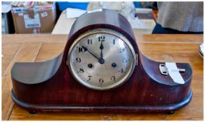 Mahogany Napoleon Shaped Mantle Clock.