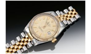 Rolex. 18ct Gold and Stainless Steel Oyster Perpetual Datejust/Chronometer Watch. With champagne