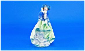 Royal Doulton Figure `Top o` the Hill`, HN1833, more often seen in the red dress colourway, this