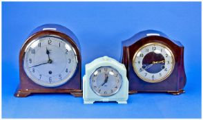 Three Bakelite Clocks - two mantle clocks by Smiths & Ingersol and one bedside alarm clock by