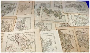 16 English, Welsh and Irish County Maps by R. Creighton, original colour. Published 1840`s from