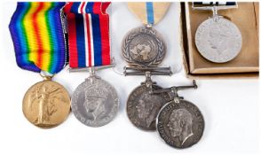 Collection Of Medals, Comprising Two WW1 British War Medals, Victory Medal, India Service Medal, UN