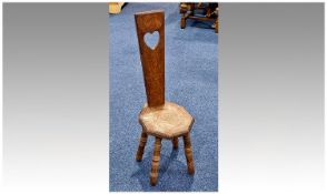 Late 19th Century Oak Hall Chair, carved back and seat.