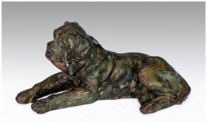 Victorian Cast Iron reclining Figure/Door Stopper in the form of Hogarth`s famous dog. c 1860. 8