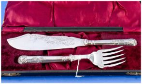 Edwardian - Fine Boxed Set of Silver Handled Servers. Hallmark Sheffield 1912. Makers Mark J.S