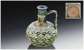 Doulton Lambert Miniature Jug/Vase with applied relief decoration, dated 1882. Signed Alice Smith