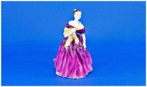 Royal Doulton Figure `Adrienne`, HN2152, magenta/ purple ombre dress with white frill to decollete,