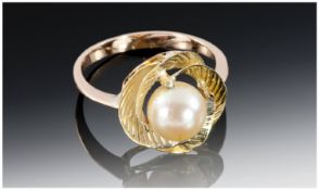 Pearl Set Ring, Mounted In Yellow Gold, Unmarked, Ring Size J½