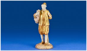 Royal Worcester Eastern Water Carrier Figure, heavily gilded version of the James Hadley design,