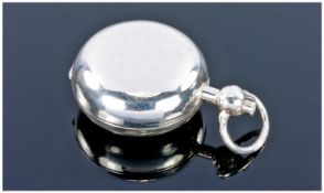 A Sterling Silver Sovereign Holder. Plain form with press release, ring suspension, and spring