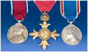 OBE Order Of The British Empire Medal In Fitted Case Together With 1937 Coronation Medal And 1910-
