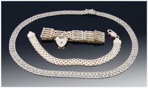 Misc Silver Jewellery Items, Comprising Gate Bracelet, Necklace, Bracelet, St Justin Ancient Art